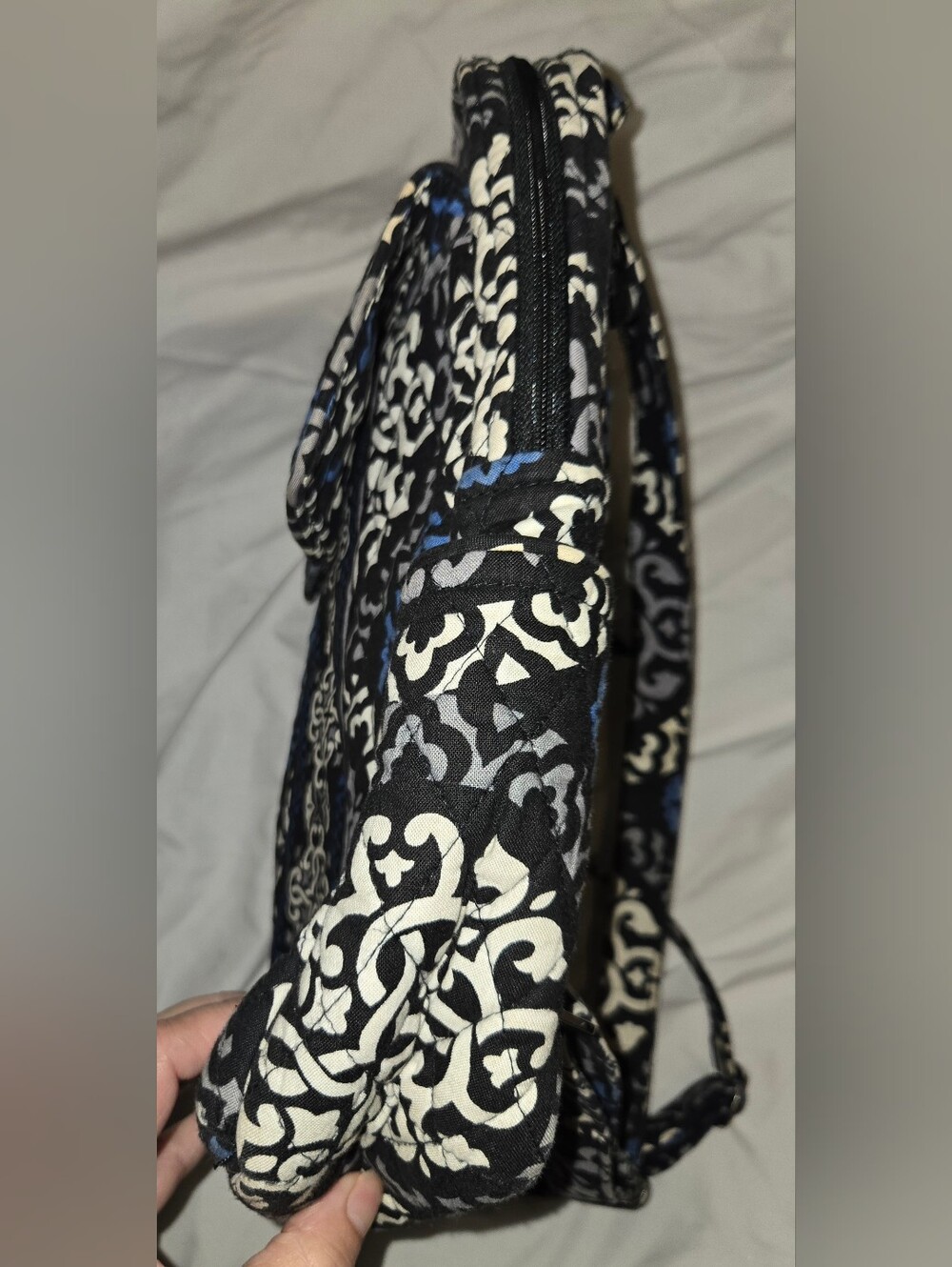 Vera Bradley Blue and Black Patterned Quilted Backpack - Picture 4 of 8